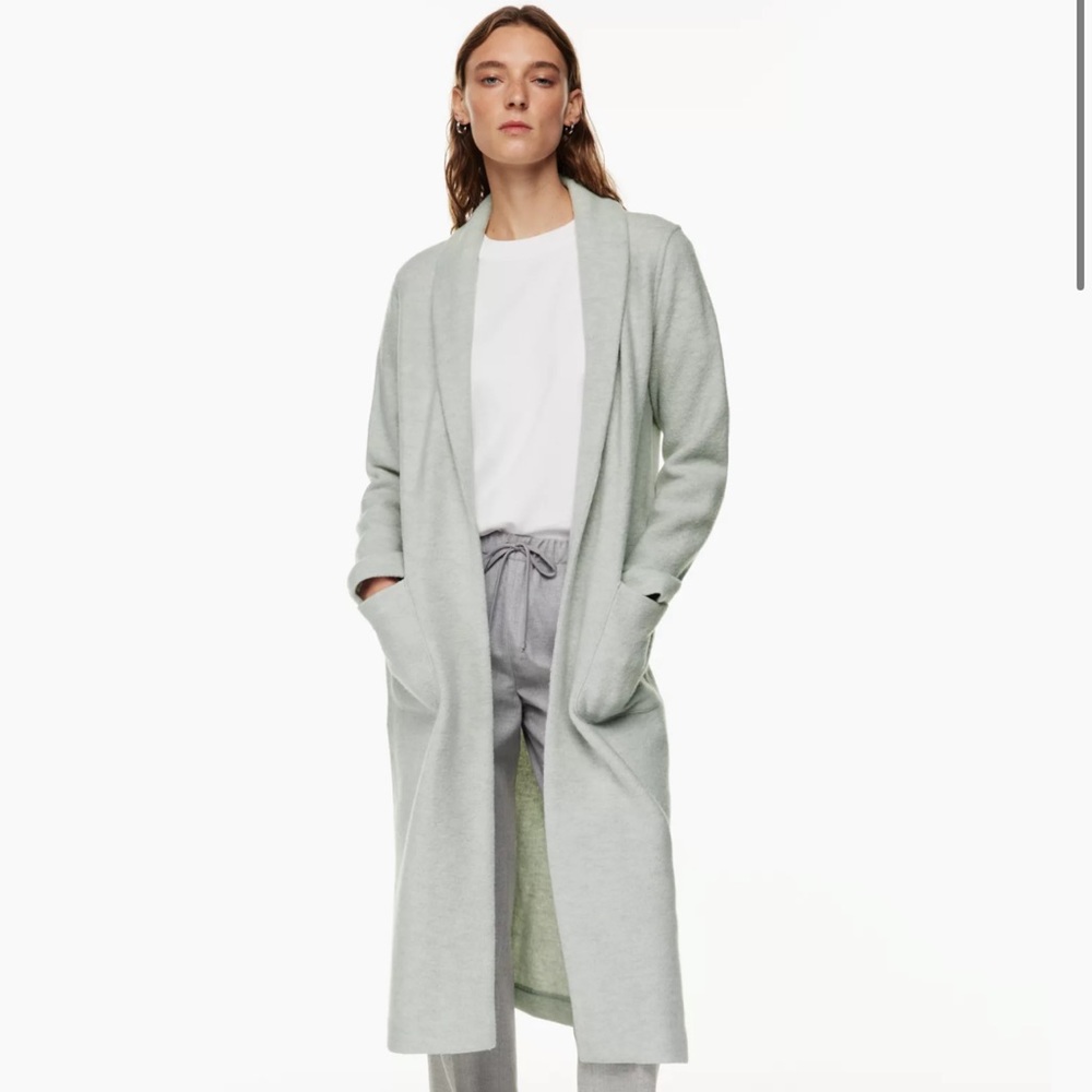 ARITZIA BABATON LUXE LOUNGE SHAWL JACKET LIGHT COOL GREY XS